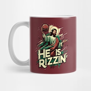 He Is Rizzin Funny Jesus Play Basketball Easter Christian Mug